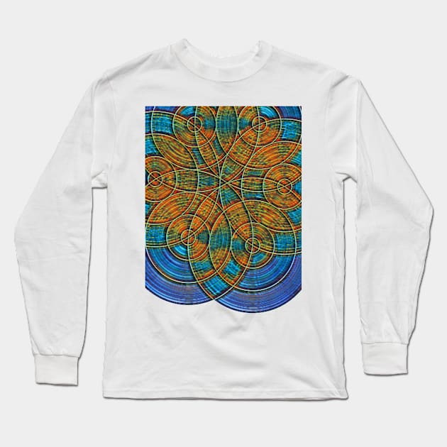 Flower Of Life Rust Long Sleeve T-Shirt by Dual Rogue